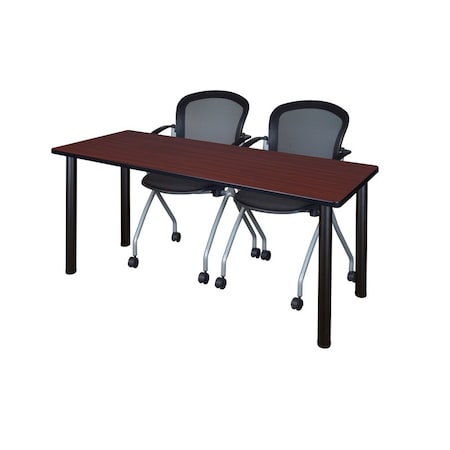 Kee Rectangle Training Table & Chair Set, 72 W, 24 L, 29 H, Wood, Metal, Fabric Top, Mahogany MT7224MHBPBK23BK